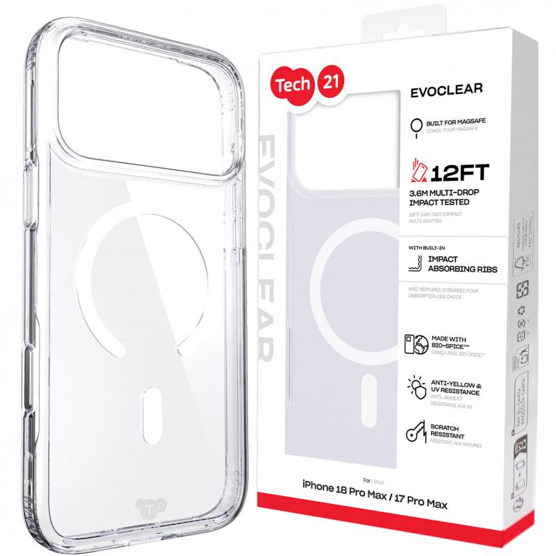 Tech21 EvoClear Back Cover Mobile Case with MagSafe,…