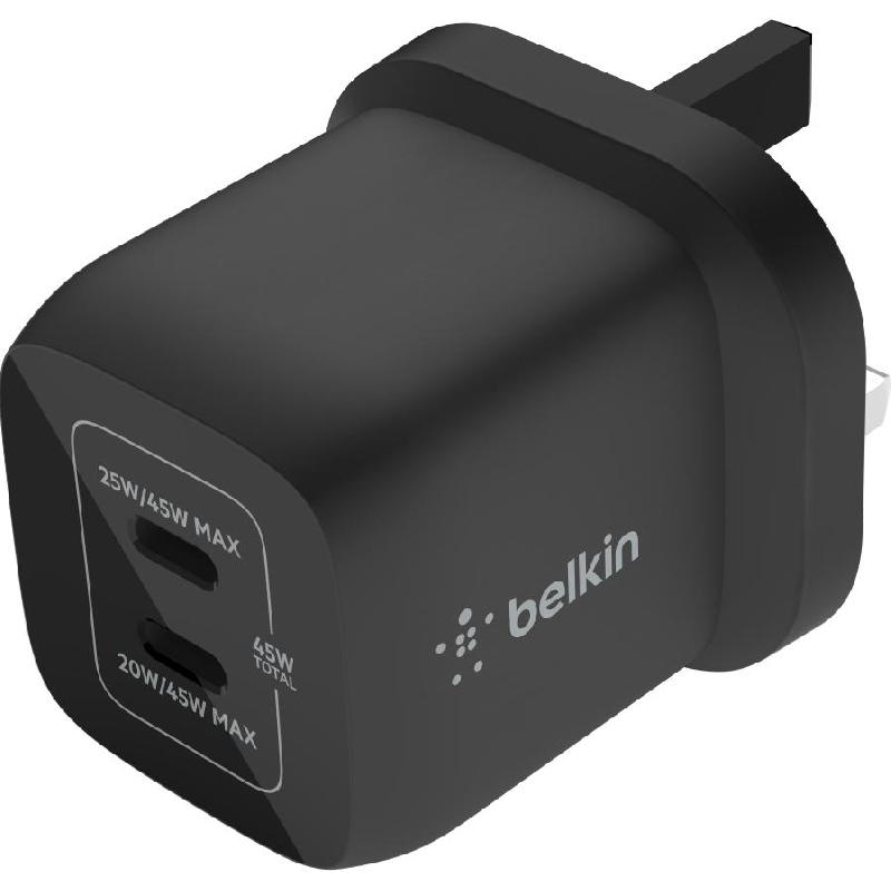 Compare Belkin BoostCharge Pro Dual Wall Charger PPS 45W, USB PD Power Delivery, 45 Watts, Dual USBC, Black at KSA Price