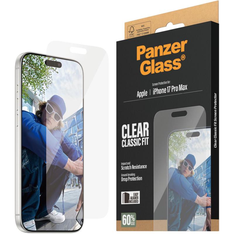 Compare PanzerGlass Classic Fit Smartphone Screen Protector, for iPhone 17 Pro Max, Tempered Glass, Clear at KSA Price
