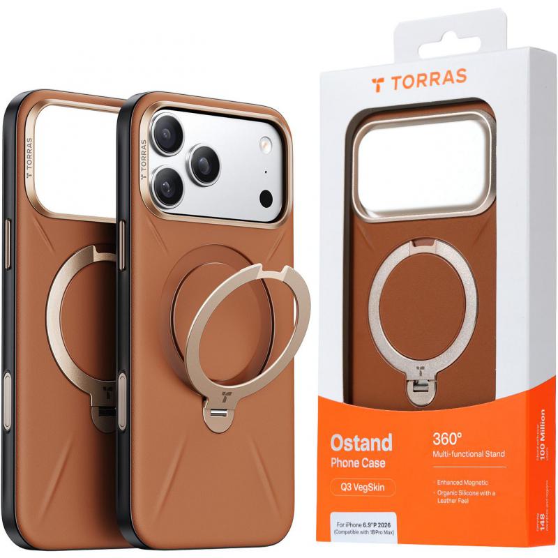 Compare Torras Ostand Q3 VegSkin Back Cover Mobile Case with MagSafe, for iPhone 18 Pro MaxiPhone 17 Pro Max, Amber Brown at KSA Price