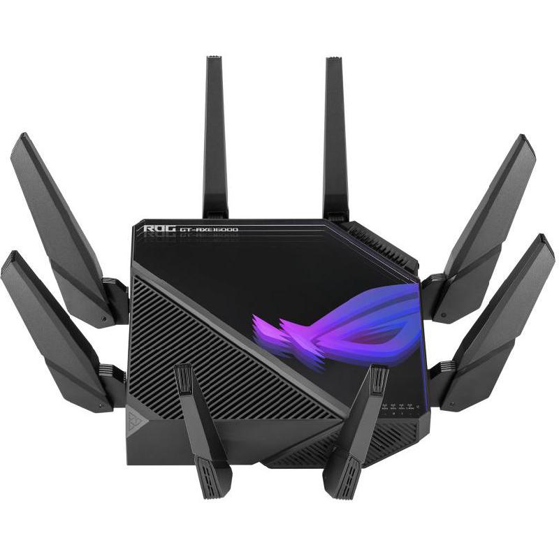 Compare Asus ROG Rapture GTAXE16000 Gaming Router, up to 16000 Mbps 6 GHz5 GHz12: up to 4804 Mbps2.4 GHz: up to 1148 Mbps, QuadBand 2.4 GHz5 GHz15 GHz26 GHz, Black at KSA Price