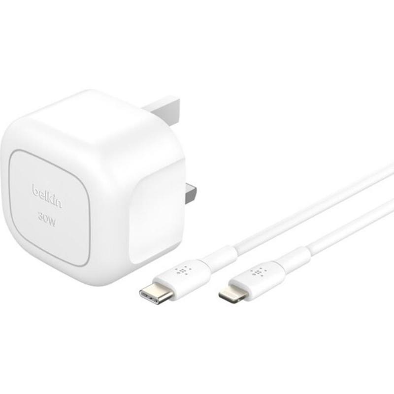 Compare Belkin BoostCharge USBC PD 3.1 PPS Wall Charger 30W + USBC Cable with Lightning Connector, PD 3.1, 30 Watts, Single USBC, White at KSA Price