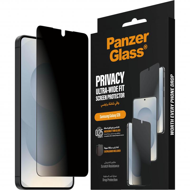 Compare PanzerGlass UltraWide Fit Smartphone Screen Protector, for Samsung Galaxy S26, Tempered Glass, 2way Privacy at KSA Price