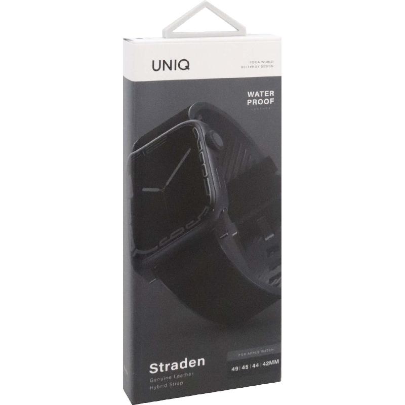 Compare Uniq Straden Wrist Strap, for Watch Ultra 3Watch Ultra 2Watch Series 11 46Watch Series 10 46, Waterproof Genuine Leather, Black at KSA Price