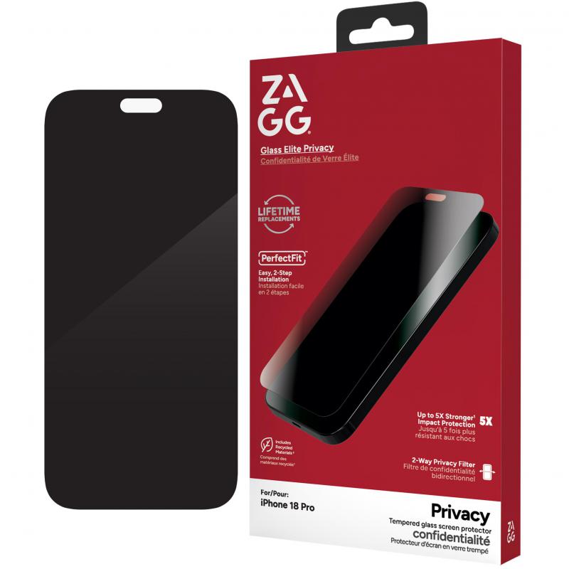 Compare Zagg Invisible Shield Elite Privacy Edge Smartphone Screen Protector, for iPhone 18 ProiPhone 17 Pro, Tempered Glass, 2way Privacy Protection at KSA Price