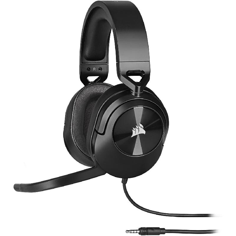Compare CORSAIR HS55 Stereo Gaming Headset, Wired, 3.5 mm Connector, Rotating Microphone, Carbon at KSA Price