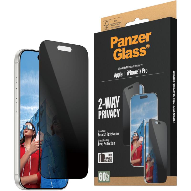 Compare PanzerGlass UltraWide Fit Smartphone Screen Protector, for iPhone 17 Pro, Tempered Glass, Privacy at KSA Price