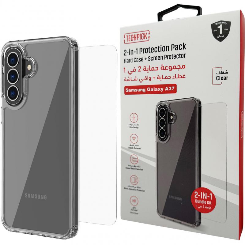 Techpick Clear Case + Tempered Glass Smartphone…
