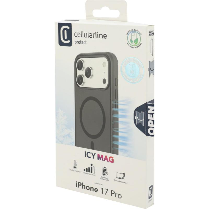 Compare Cellularline Icy Mag Back Cover Mobile Case with MagSafe, for iPhone 17 Pro, Black at KSA Price