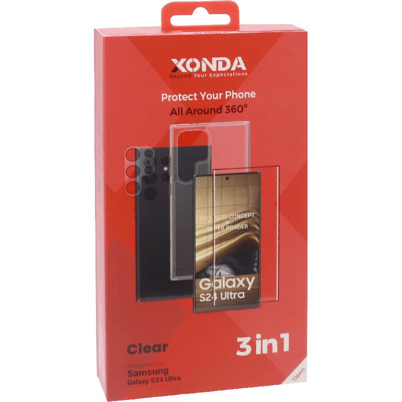 Compare Xonda 3in1 Clear Case + Tempered Glass + Camera Lens Protector Smartphone Case Bundle, for Samsung Galaxy S24 Ultra, Clear at KSA Price