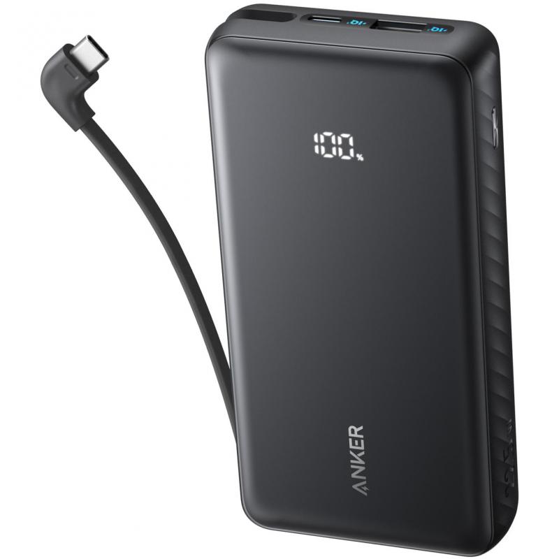 Anker Zolo Power Bank with Built-in USB-C Cable, PD…