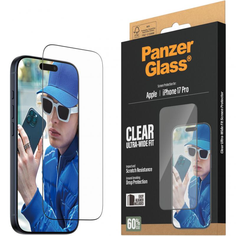 Compare PanzerGlass UltraWide Fit Smartphone Screen Protector, for iPhone 17 Pro, Tempered Glass, Clear at KSA Price