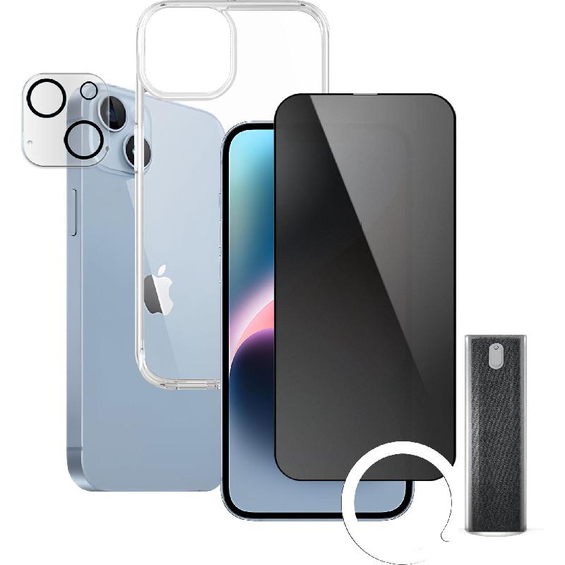 Xonda 4-in-1 Clear Case + Privacy Tempered Glass…