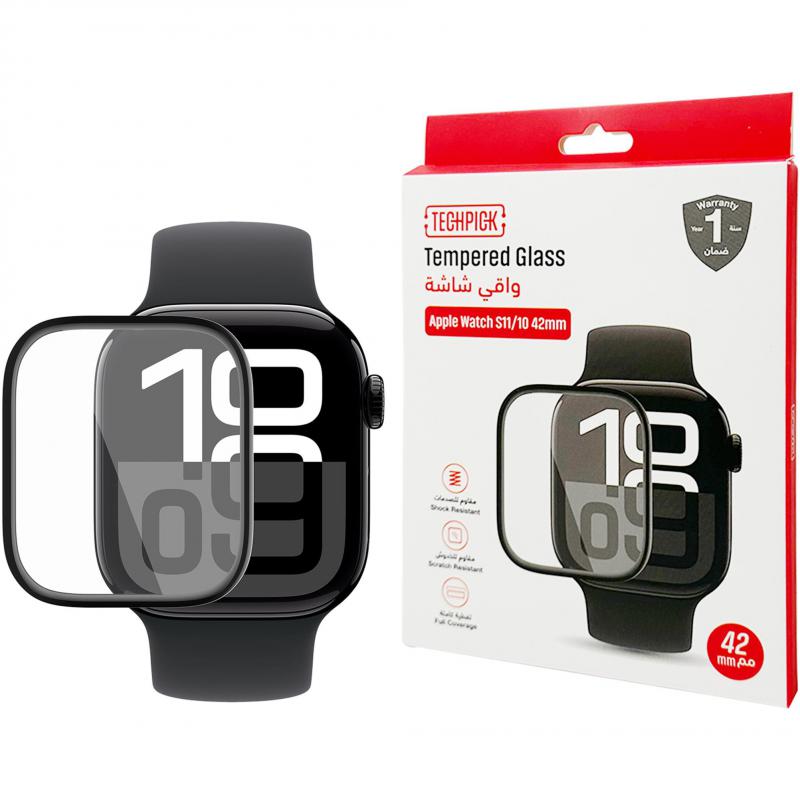 Compare Techpick Curved Edge Smartwatch Screen Protector, for Apple Watch Series 11 42Watch Series 10 42, Curved Edge Design, Clear at KSA Price