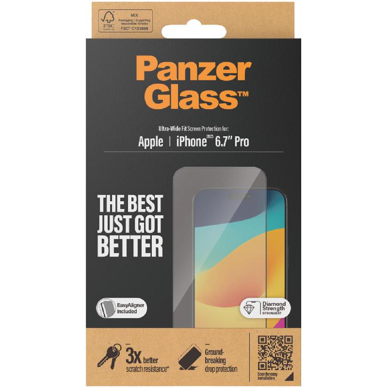 Compare PanzerGlass UltraWide Fit Smartphone Screen Protector, Tempered Glass, Clear, for iPhone 15 Pro Max at KSA Price