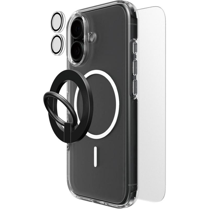 Compare Techpick 4in1 Protection MagSafe Hard Case + Tempered Glass + Camera Lens Protector + Magnetic Stand Smartphone Case Bundle, for iPhone 17, Clear at KSA Price