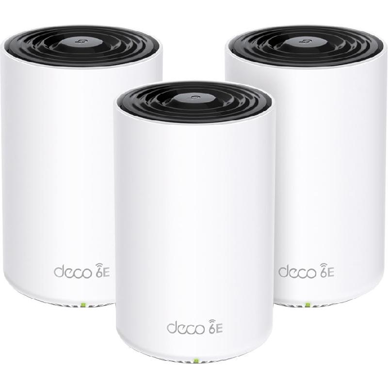 Compare TPLink DECO XE75 3Pack Whole Home Mesh WiFi, up to 5400 Mbps, up to 200+ Devices, TriBand 2.4 GHz5 GHz6 GHz, WiFi 6E 802.11ax, 3 Port LAN, White at KSA Price