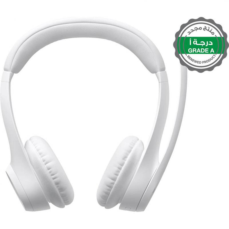 Compare Renewed Grade A Logitech ZONE 300 OnEar Headphones, Noise Cancelling Microphone, Bluetooth, USB Charging, Rotating Microphone, White at KSA Price