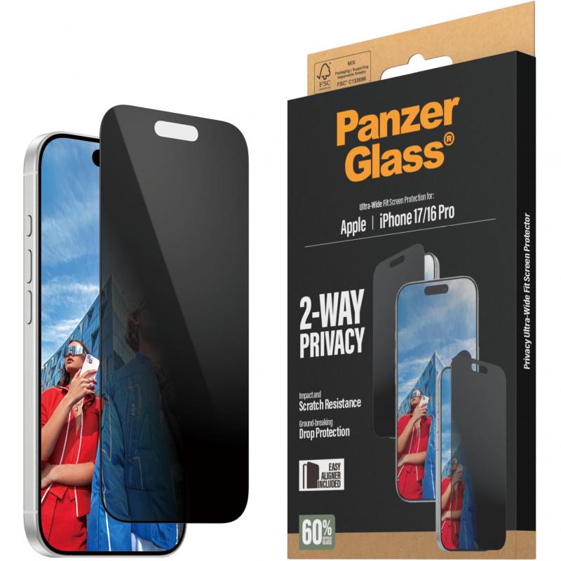 Compare PanzerGlass UltraWide Fit Smartphone Screen Protector, for iPhone 17iPhone 16 Pro, Tempered Glass, Privacy at KSA Price