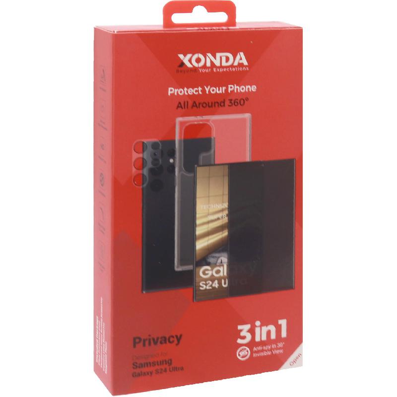Compare Xonda 3in1 Clear Case + Privacy Tempered Glass + Camera Lens Protector Smartphone Case Bundle, for Samsung Galaxy S24 Ultra, Clear at KSA Price