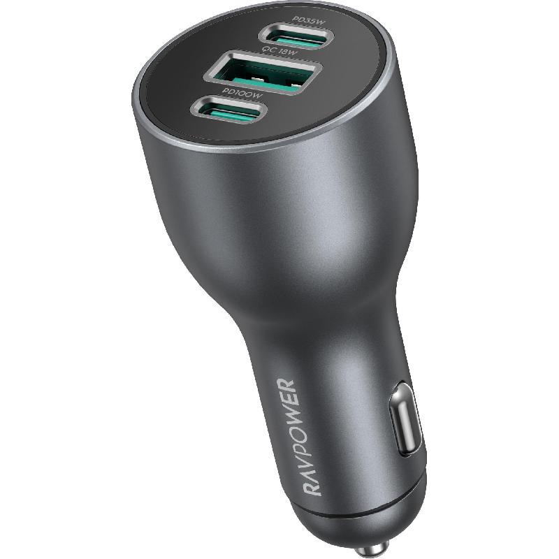 RAVPower PD 100W 3-Port Car Charger, USB…