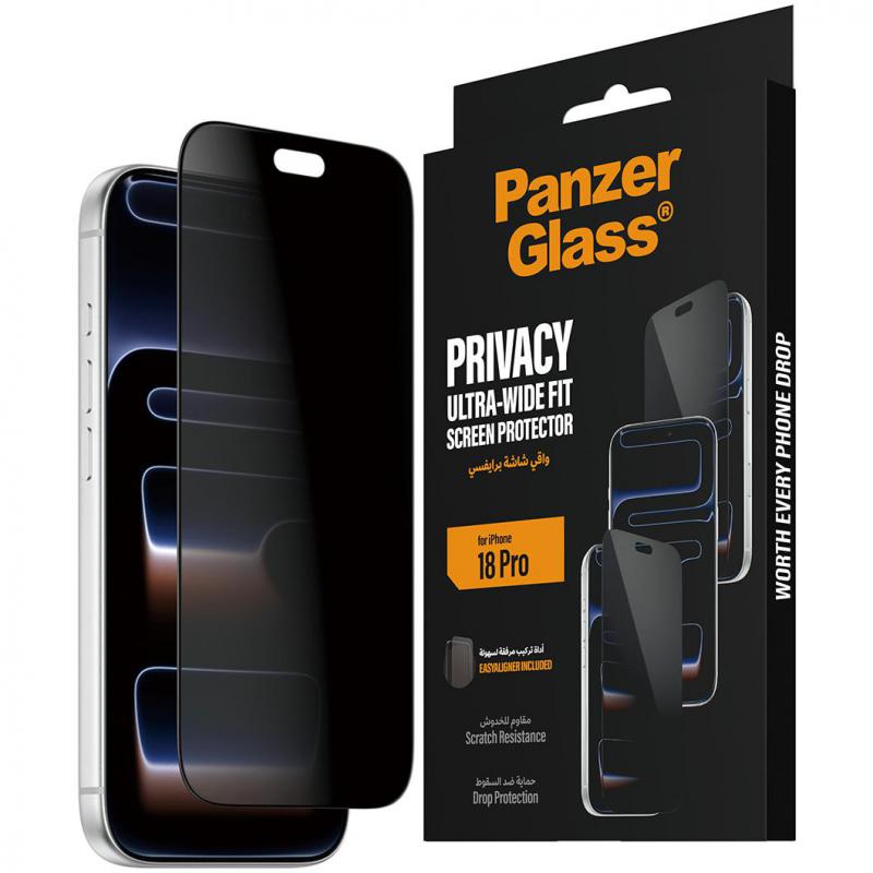 Compare PanzerGlass UltraWide Fit Smartphone Screen Protector, for iPhone 18 Pro, Tempered Glass, Privacy at KSA Price