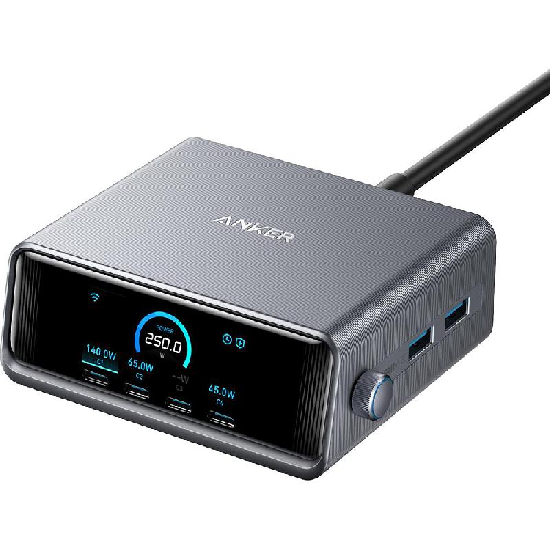 Compare Anker Prime 250 GaN Desktop Charger, USB PD Power Delivery, 250 Watts, 6 USB 4X USBC2X USB, Black at KSA Price