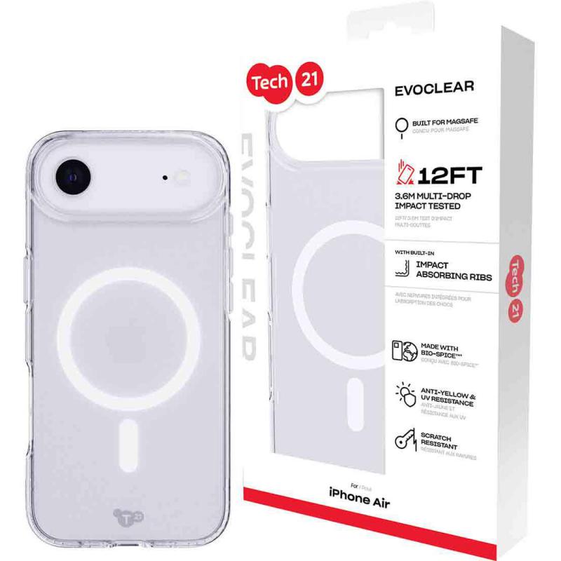 Compare Tech21 EvoClear with MagSafe Back Cover Mobile Case with MagSafe, for iPhone Air, Clear at KSA Price