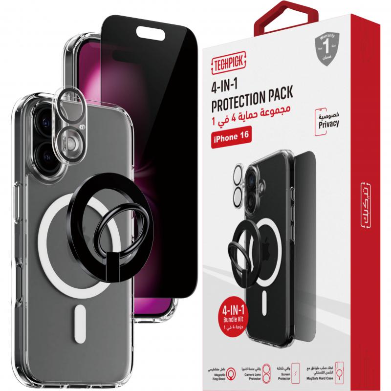 Techpick 4-in-1 Protection Pack Clear Case + Privacy…
