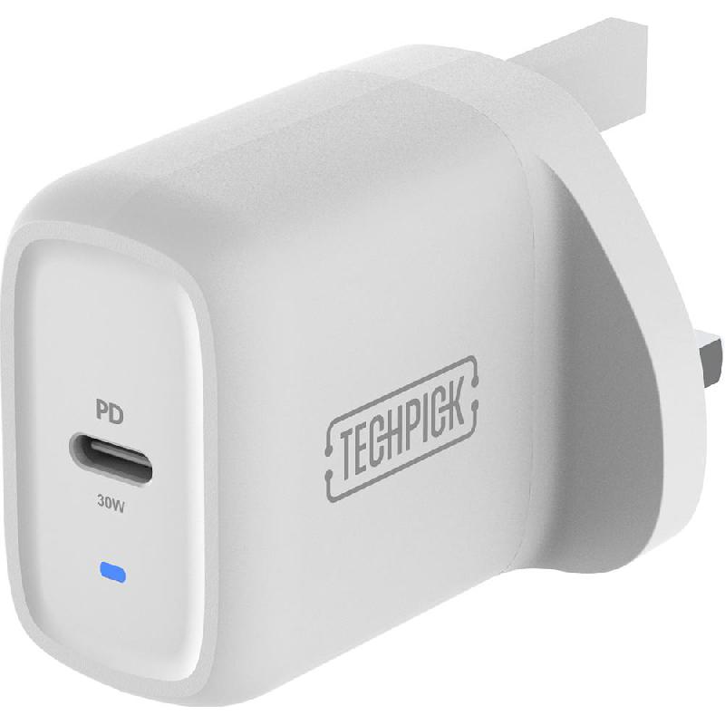 Compare Techpick USBC PD 3.0 PPS Wall Charger, USB PD Power Delivery, 30 Watts, Single USBC, White at KSA Price