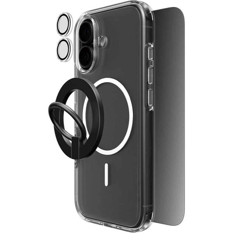 Compare Techpick 4in1 Protection Clear Case + Privacy Tempered Glass + Camera Lens Protector + Magnetic Stand Smartphone Case Bundle, for iPhone 17, Clear at KSA Price