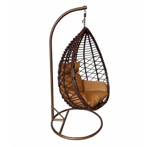 Maple Leaf Hanging Swing Chair With Cushion Brown