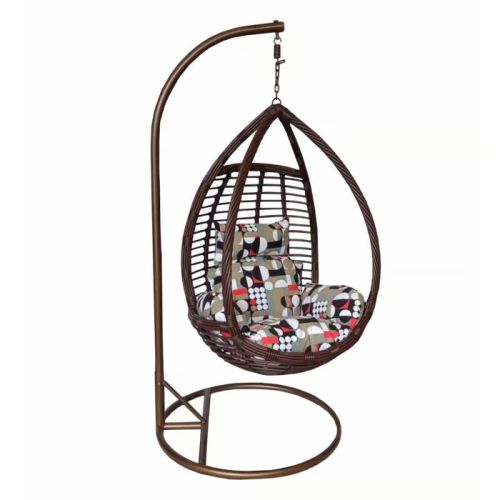 Maple Leaf Hanging Swing Chair with Cushion Coffee