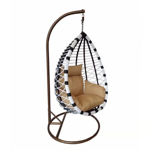 Maple Leaf Hanging Swing Chair With Cushion Black-White