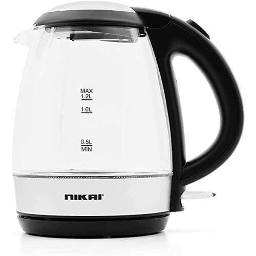 Compare Nikai Glass Pot Kettle NK303G ClearSilverBlack at KSA Price