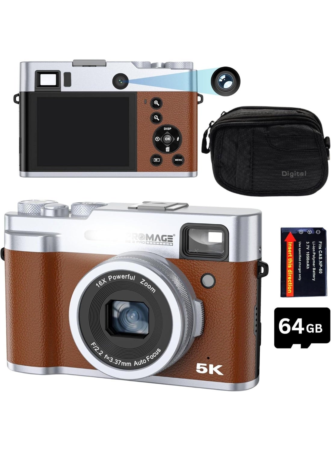 Compare PROMAGE PC225 Digital Camera 48MP – Brown, 4K Video, 3.0? Flip LCD Screen, 16X Digital Zoom, USB TypeC Rechargeable, Vlogging Camera at KSA Price
