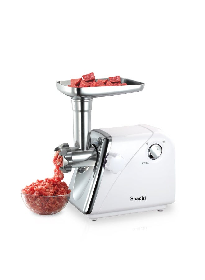 Compare Meat Grinder NLMG967WH, Electric Meat Mincer with Stainless Steel Blades, Reverse Function, 3 Cutting Plates, Sausage & Kibbeh Attachments, Powerful Motor, Easy Cleaning, NonSlip Base 2200 W NLMG967 White at KSA Price
