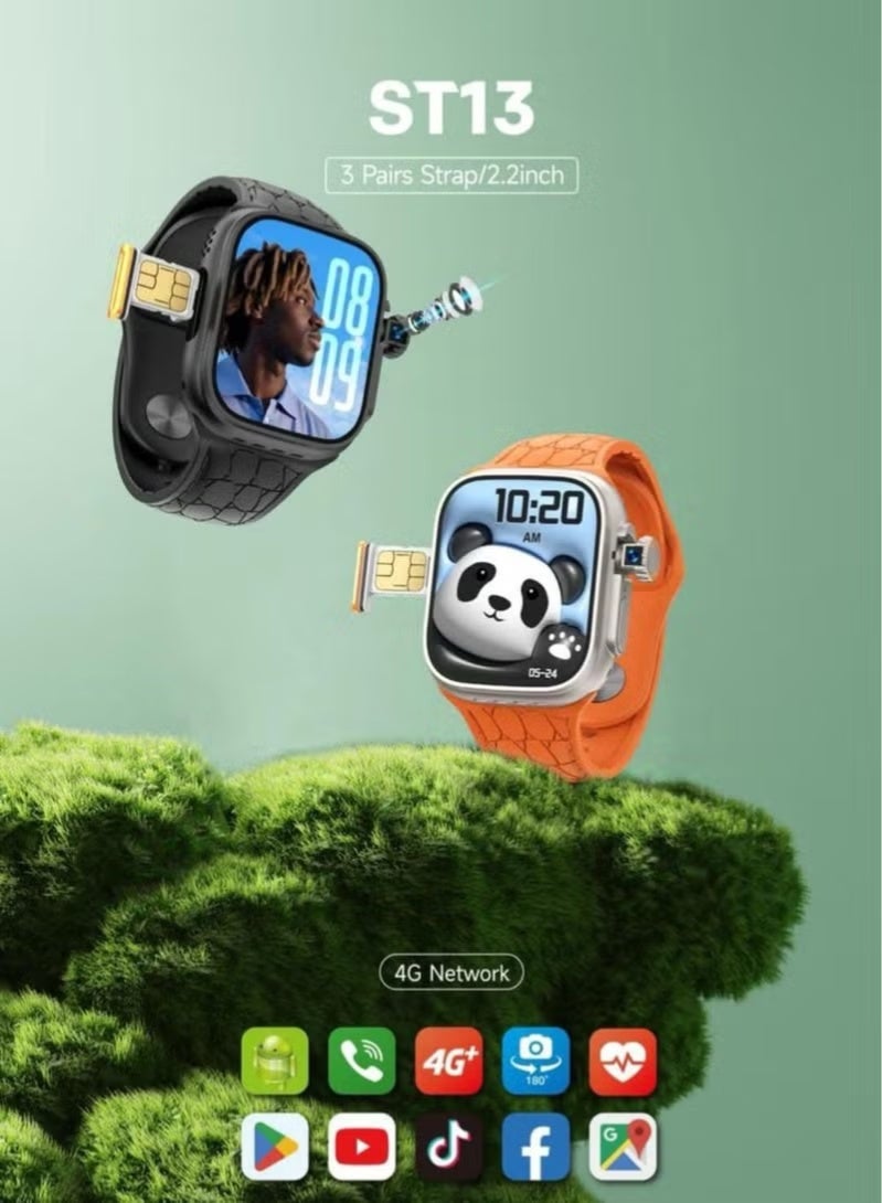Compare Modio ST13 Smart Watch With 2.2 Inch Full Screen Display Sim Card Slot and 3 Pair Straps at KSA Price