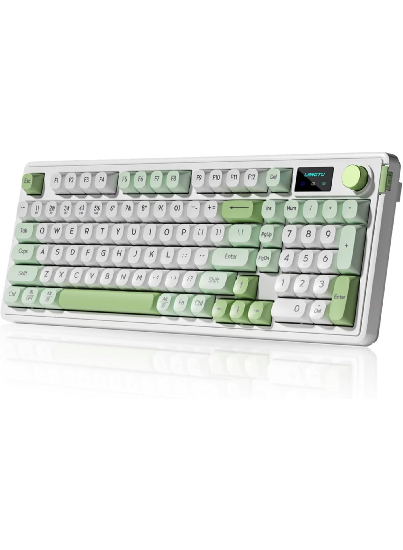 Compare L98 96% Membrane Keyboard,TriMode Connectivity RGB Backlights,Rotary Knob+Screen,Gasket Mounted,Sa Profile Keycaps,98 Keys Software Programmable Gaming Keyboard for MACWin Green at KSA Price
