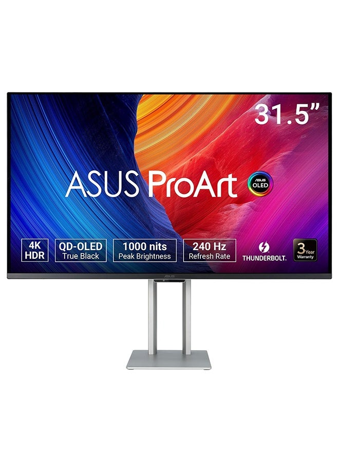 Compare 32 inch ProArt Display OLED 4K UHD QDOLED Professional Monitor, 240Hz, 0.1ms, True 10Bit Color, 1000nit Peak HDR, Dolby VisionHDR10HLG, Dual Thunderbolt 4 96W PD, HDMI 2.1, USB Hub, Ergonomic Stand, OLED BurnIn Protection, PA32UCDM | 90LM03HEB01K70 Silver Silver at KSA Price