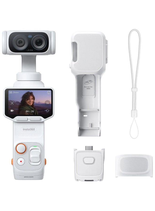 Compare Luna Ultra Standard Bundle | 8K Pocket Size Gimbal Camera w Dual Leica Lens System + Protective Cover + Wind Guard + Thread Handle + Wrist Strap, For Travel, Vlogging Cosmic White at KSA Price