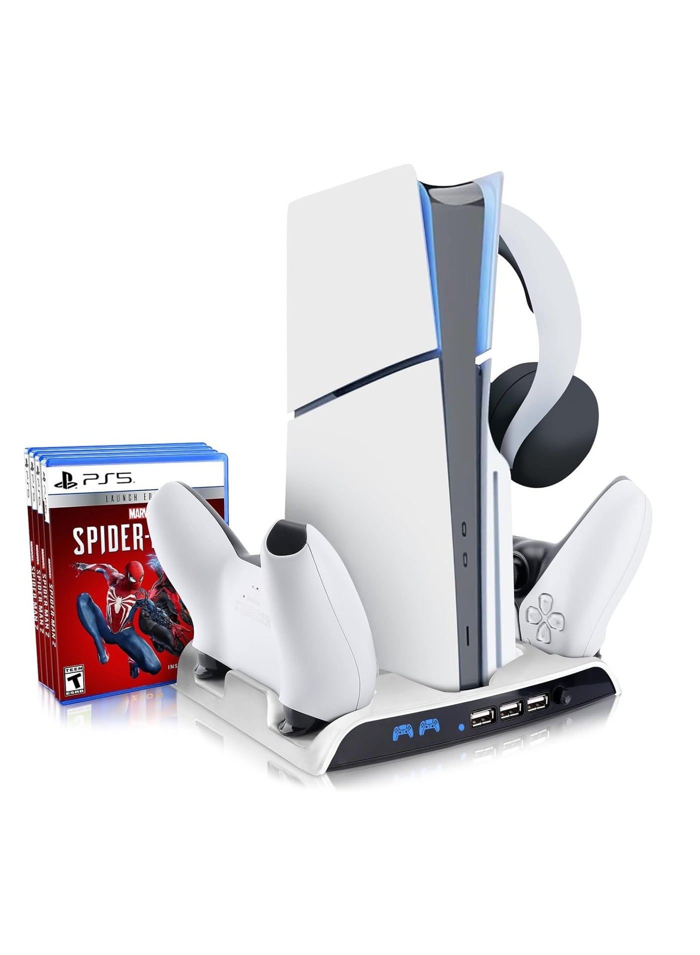 PS5 Slim Cooling Stand with Controller Charging…