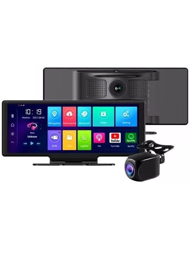 Compare Car DVR 4G GPS Navigation 1080P FHD Dual Lens Android Rear View Mirror Dashcam 10.26 Inch at KSA Price