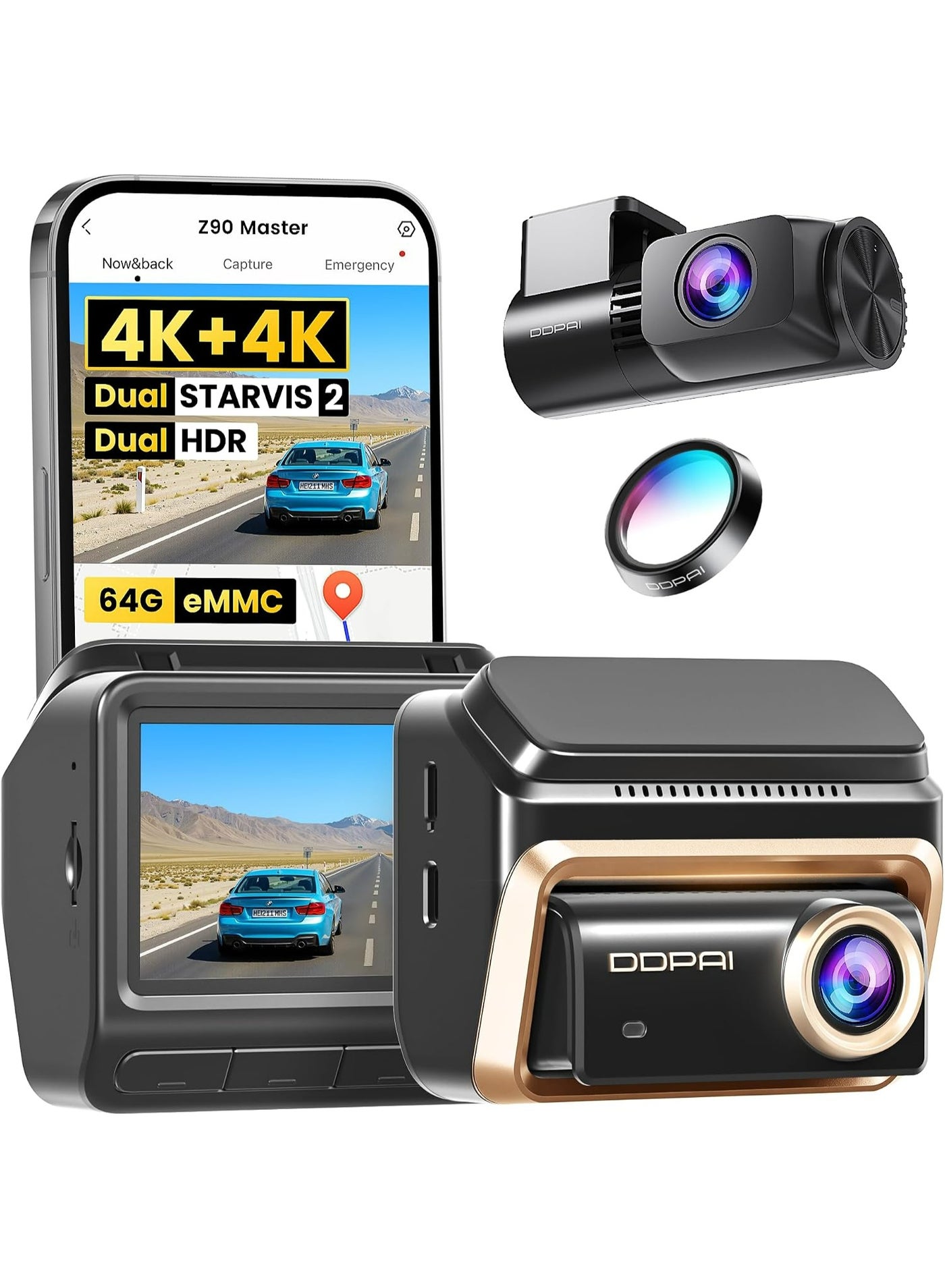 DDPAI 4K + 4K Dash Cam for Cars, Dual…
