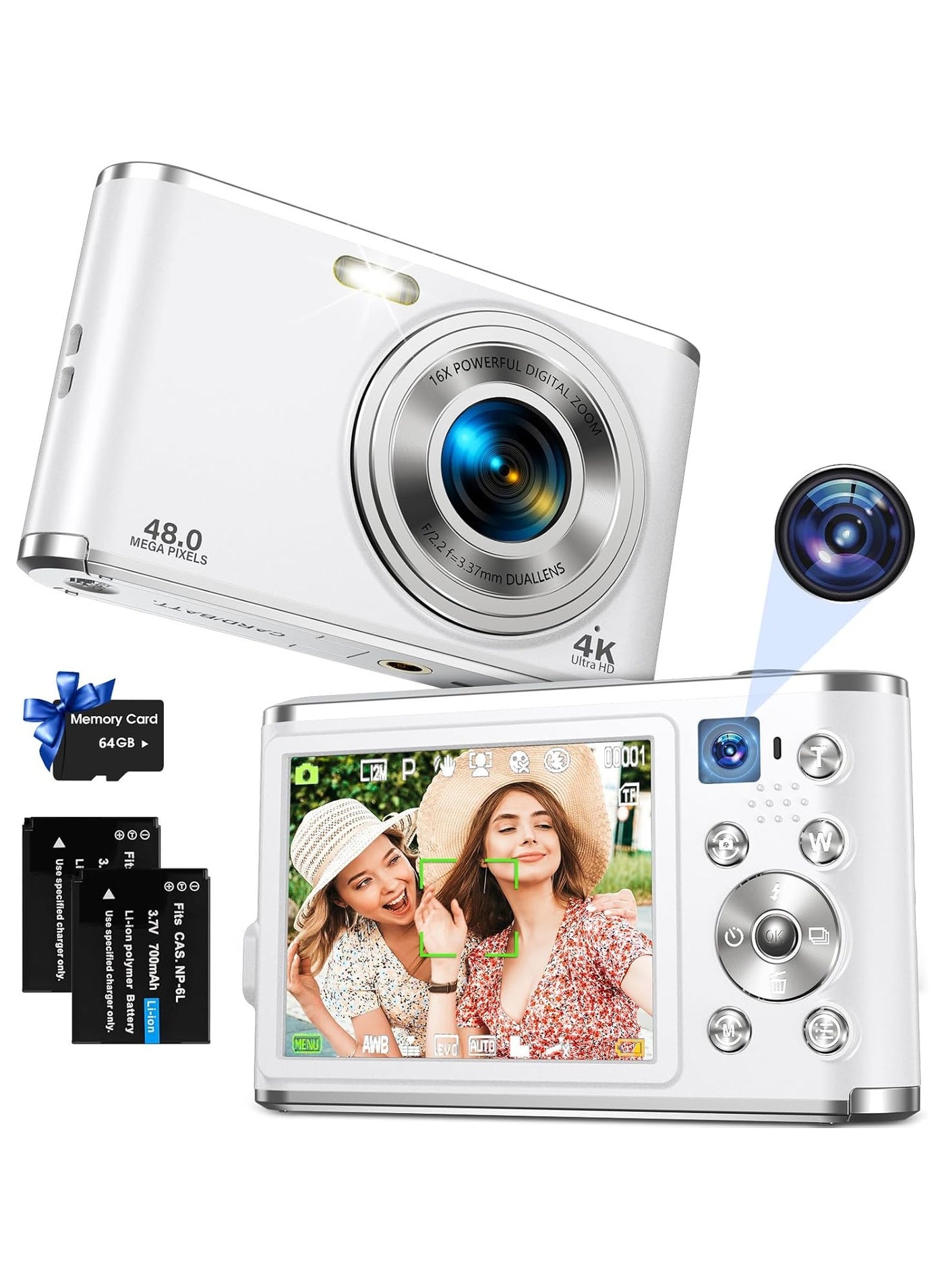 UHD 4K Digital Camera with Front and Rear…