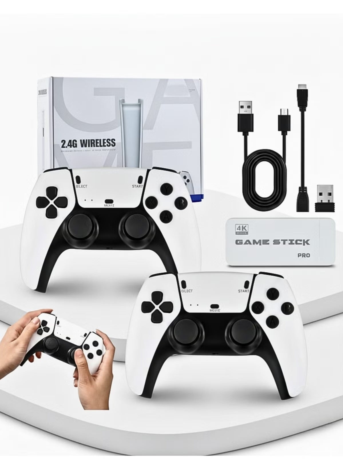 4K Game Stick Pro with Dual 2.4G Wireless Controllers…