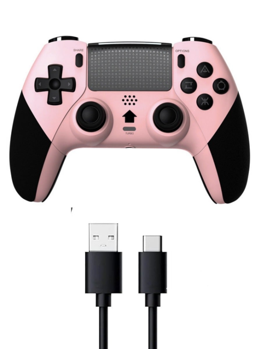 Compare Wireless Controller, Bluetooth Game Controller Compatible with PS4SlimProPC, Builtin 800mAh Rechargeable Battery, Dual Vibration, 6Axis Motion Control, Audio, Turbo Pink & Black at KSA Price