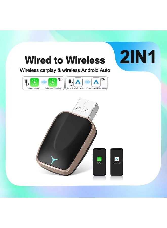 Compare 2025 New Wireless CarPlay & Android Auto Adapter, Low Latency, 5.8GHz, Plug & Play, Requires Wired Car Support, Auto Connect at KSA Price