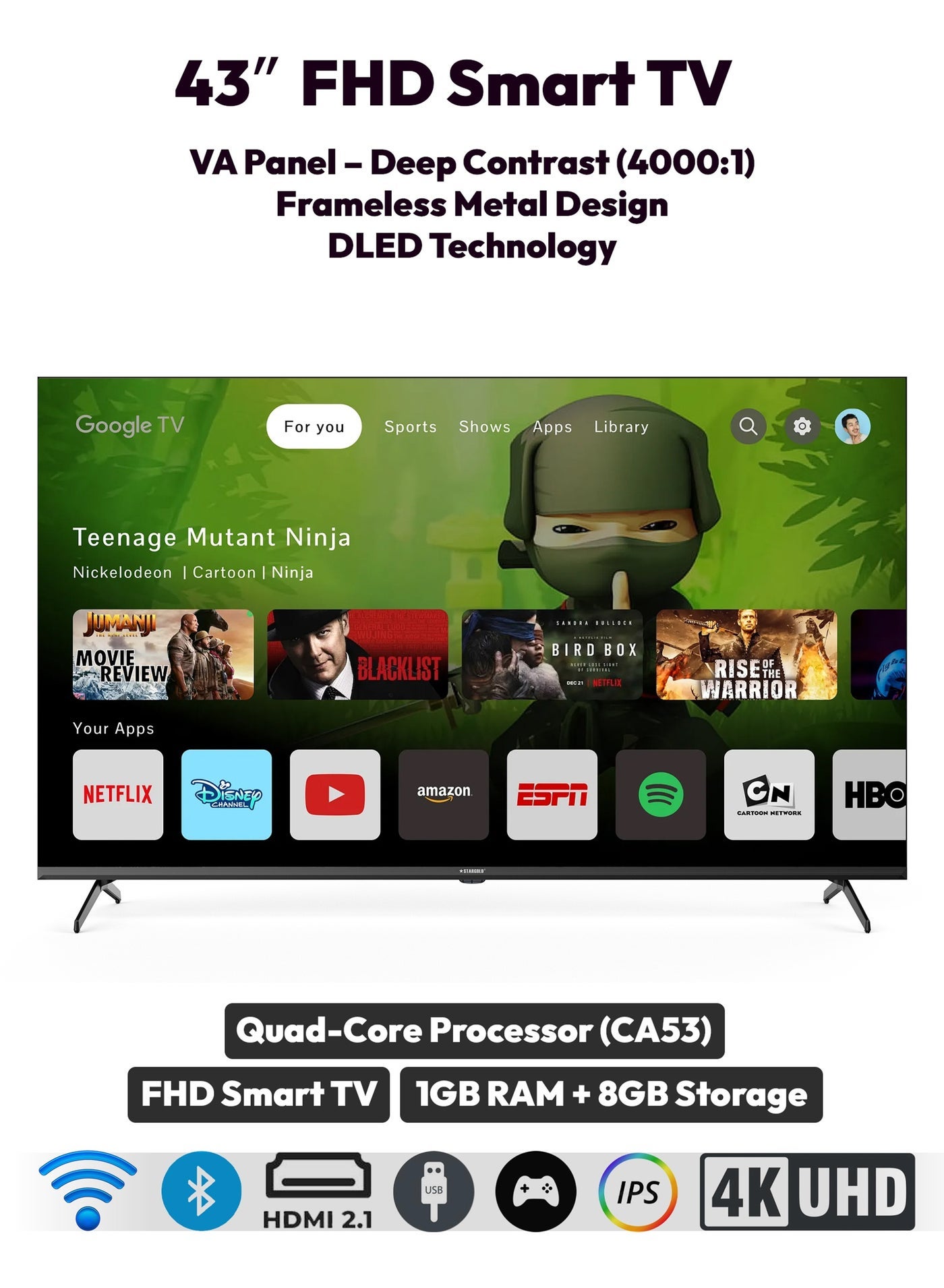 43 Inch Full HD Smart TV 1080p LED TV…