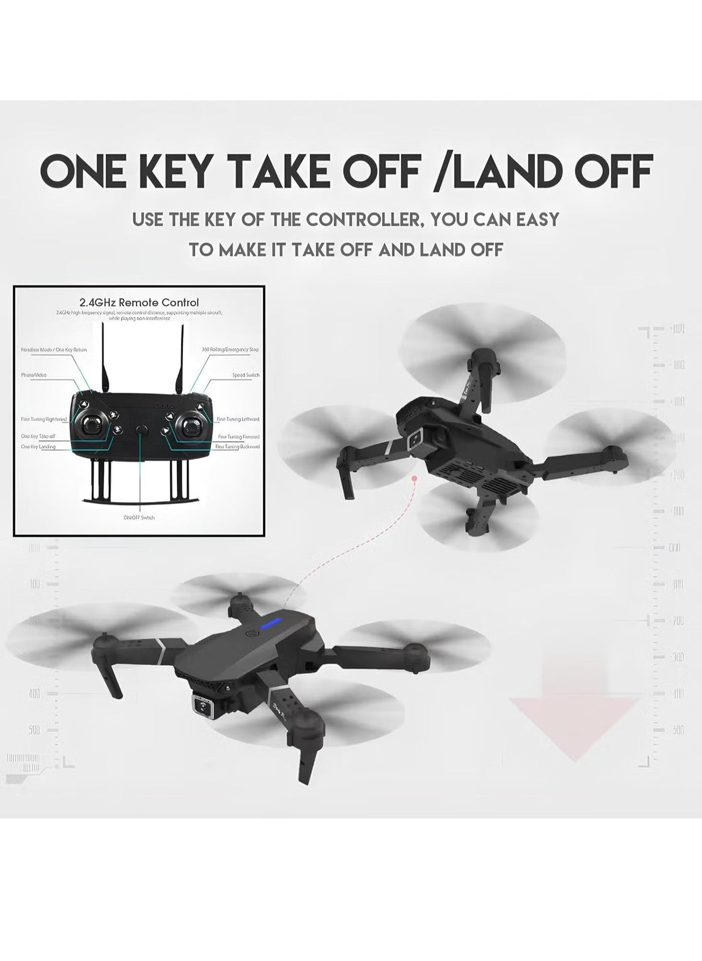 Compare E88 Drone with HD Camera – Foldable Design, WiFi Live Photo & Video, Black Screen on Remote Control, Perfect for Kids and Adults – Easy to Fly, Aerial Photography, Stable Flight for Beginners and Pros – UAE Delivery at KSA Price